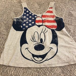 Distressed Red White & Blue Bow Minnie Mouse Tank